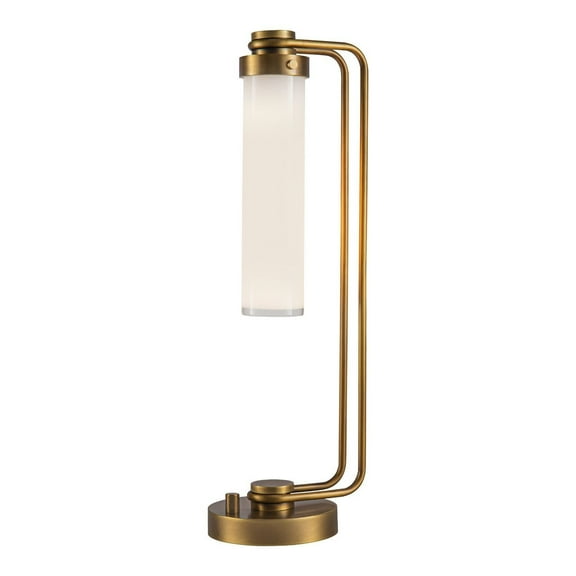 Alora Wynwood Steel 22" Table Lamp, 1 x 60W, E26 Vintage Brass/Glossy Opal Glass