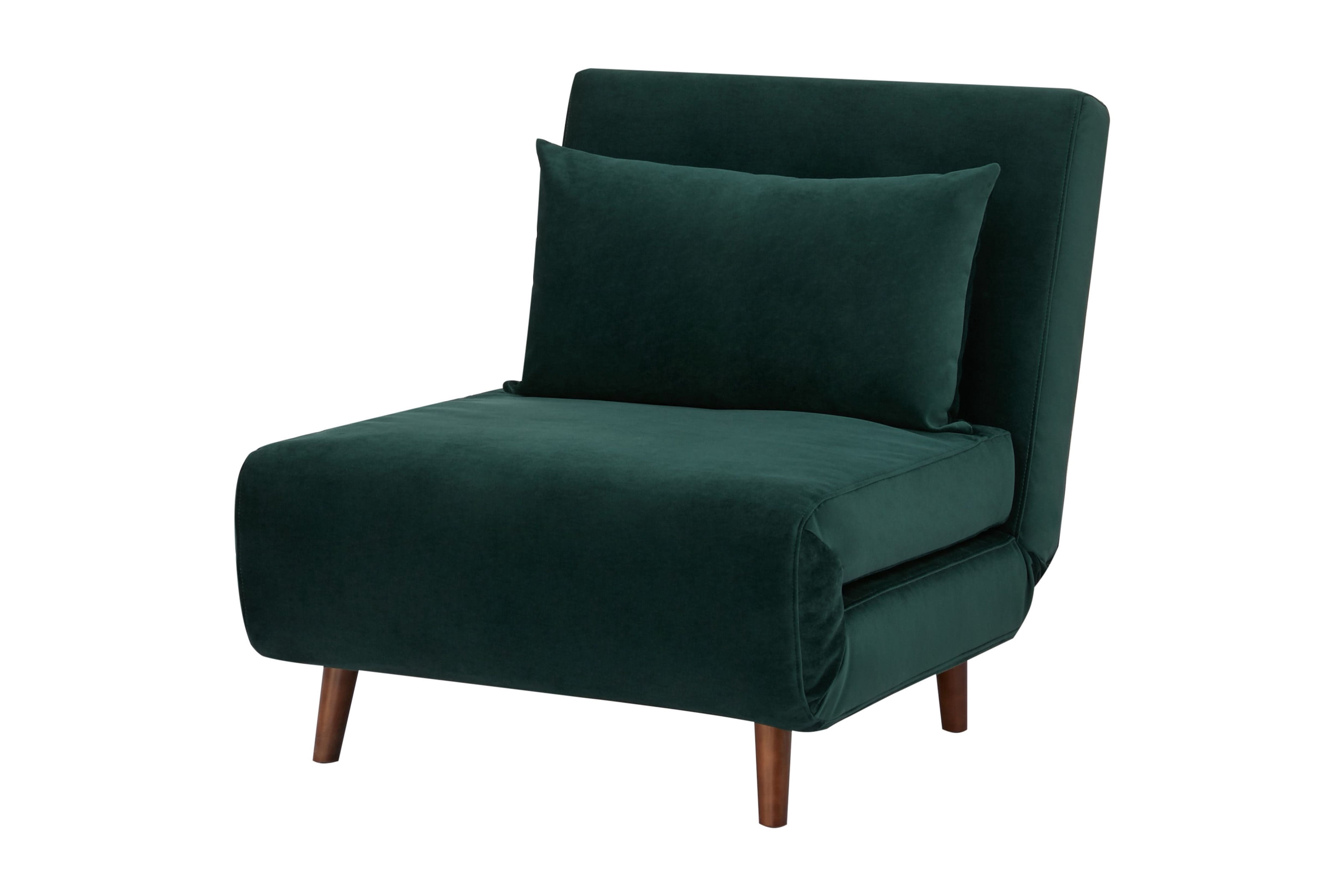 A&D Home Tustin Polyester Convertible Futon Chair, Velvet Green