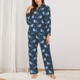 thumbnail image 2 of Fotbe Funny Sharks Conjunto de Pijama de Manga Larga para Mujer con Estampado, Ropa de Dormir de 2 Piezas, Conjunto de Casa Suave y Cómodo con Bolsillos-XX-Large, 2 of 7