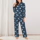 thumbnail image 2 of Balery Funny Sharks Conjunto de Pijama con Estampado para Mujer, Conjunto de Dos Piezas con Manga Larga, Ropa de Dormir Suave con Bolsillos, Pijamas Cómodos-Small, 2 of 7