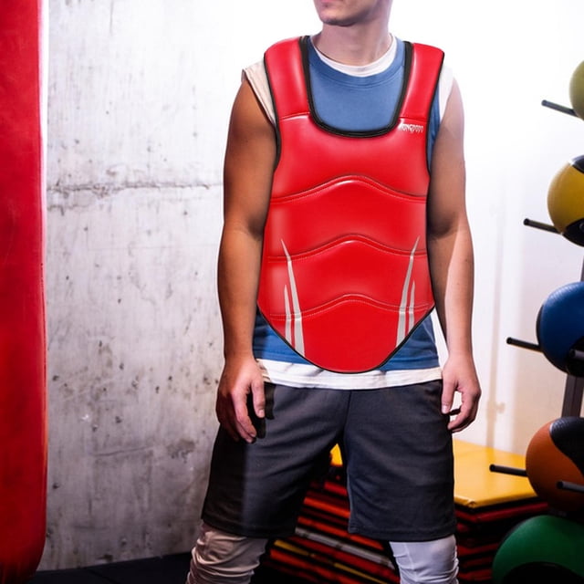 DYNWAVECA Boxing Body Protector Karate Chest Protector Lightweight Elastic Adjustable Armour Vest for Sparring Kickboxing Gym Fitness Sanda L