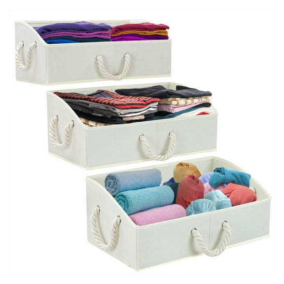 Sorbus 3-Pack Trapezoid Storage Bins - Foldable Fabric Baskets for Closet Organization, Beige