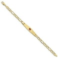 thumbnail image 2 of Primal Gold 14 Karat Yellow Gold Semi-Solid Medical Soft Diamond Shape Red Enamel Figaro ID Bracelet, 2 of 3