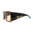 thumbnail image 3 of Showy Oversized Shield Super Thick Arm Rectangle Euro Style Sunglasses Black - Light Brown, 3 of 4