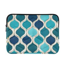 FORMRS 15-15.6 inch Laptop Sleeve Case Soft Carrying Quilted Computer Bag Cover, Blue Geometric Pattern