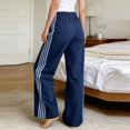 thumbnail image 5 of Lumtrix Women's Y2k Striped Side Baggy Pants Drawstring Elastic Waist Wide Leg Track Pants Streetwear Quick Dry Trousers Blue L, 5 of 6