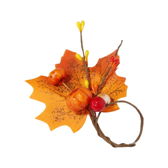 AURIGATE Fall Maple Leaf Pumpkin Napkin Ring, 3.9x5.5 in, Plastic Thanksgiving Halloween Table Decor