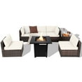 thumbnail image 2 of Costway 7 PCS Patio Furniture Set with 28" 50000 BTU Propane Gas Fire Pit Table Cushions Off White, 2 of 11