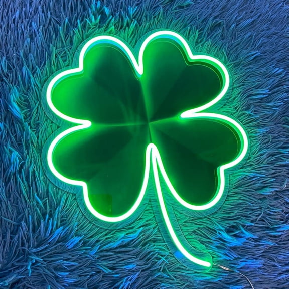 Handmadetneonsign Four Leaf Clover Neon Sign, Four Leaf Clover Wall Art Decor, Home Bedroom Bar Wall Decor