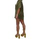 thumbnail image 3 of VISgogo Traje de ocio de verano para mujer, Color sólido Solapa suelta Manga corta Camisa con bolsillo de un solo pecho Tops + Conjunto de pantalones cortos con cordón VISgogo moda, 3 of 9