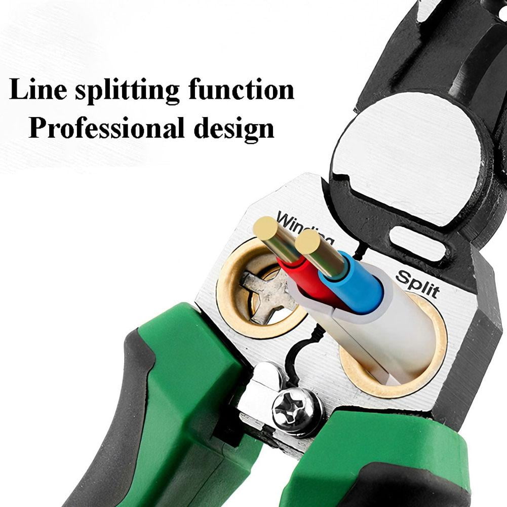 8 in 1 Wire Stripper with Voltage Tester,New Heavy Duty Wire Stripper Pliers,Tester Hot/Neutral Wires,Multifunctional Electric WireStripping Tool Electrical Pliers for Cutting and Splitting