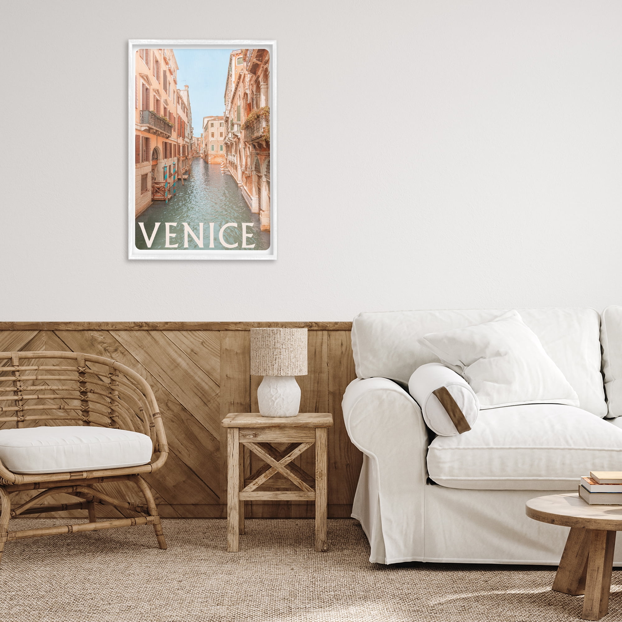 Stupell Industries Venice Canal Waterway White Framed Giclee Art, design by Erin Marie