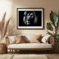 thumbnail image 3 of Close-up photograph of a lion - Photography Black and White Wildlife Animal Portrait Nature Moody Black Framed Wall Art Print 5 x 7 inches, 3 of 4