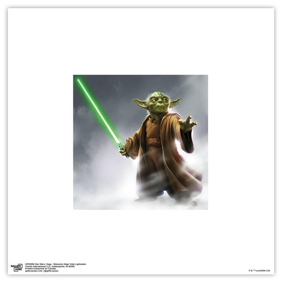 Gallery Pops Star Wars: Saga - Moments Edge Yoda Lightsaber Wall Art, Unframed Version, 12" x 12"
