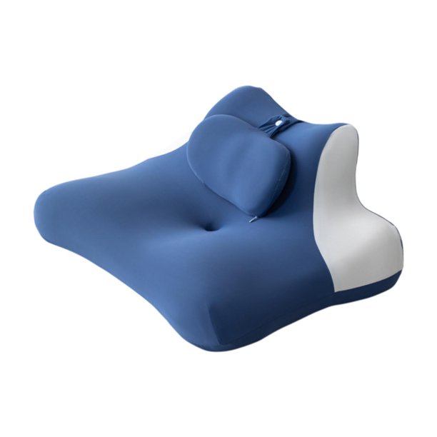 Cubierta de almohada de almohada cara hacia abajo cubierta lavable ergonómica suave con cojín de soporte de reposo en cuello para ver películas Azul oscuro