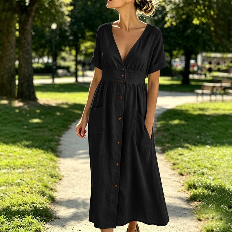 a line cinched waist dress Women's As Promised Brown Short Sleeve Cinched Waist Maxi Dress | Size: S