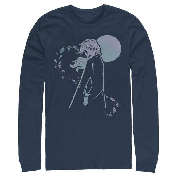 Men's Frozen 2 Anna Winter Wind  Long Sleeve Shirt Navy Blue Large