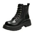 thumbnail image 2 of Willtoo Women’s Platform Combat Boots, Lace Up Side Zipper Chunky Lug Sole Ankle Booties, Anti Slip Comfortable Leather Boots, Fashion Goth Short Boots for Fall Winter, 2 of 5