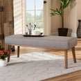 thumbnail image 3 of Bowery Hill Grey Fabric Upholstered and Brown Finished Wood Dining Bench, 3 of 6