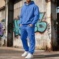 thumbnail image 4 of Zimjoy Sweatsuits for Men Athletic Mens Track Suits 2 Piece Set Casual Winter Sweatshirt and Cargo Sweatpants Set Sherpa Lined Outfits with Pockets, Blue XL, 4 of 7