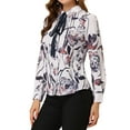 thumbnail image 5 of INSPIRE CHIC Women's Floral Button Down Long Sleeves Tie Neck Office Shirts XL Light Purple, 5 of 8