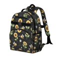 thumbnail image 2 of Sunflower and Bee Black Pattern Cute School Backpack Bag for School with Padded Back and Adjustable Shoulder Straps 15.25"x11.5"x5.25", 2 of 5