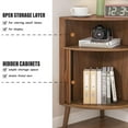 thumbnail image 4 of Bathroom Floor Corner Cabinet with Doors, Freestanding Narrow Storage Cabinets for Living Room, Kitchen, Walnut Color, 4 of 7