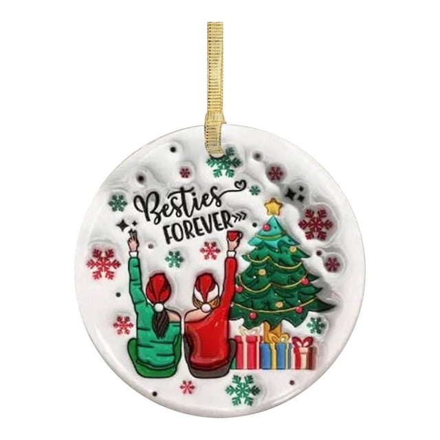 Fiudx Adorno para Árbol de Navidad, Adorno de Madera Artesanal, Estampado Colorido, Recuerdo Familiar para Fiestas, Decoración para El Hogar o Fiestas, Duradero y Resistente, Incluye Cuerda Dorada pa