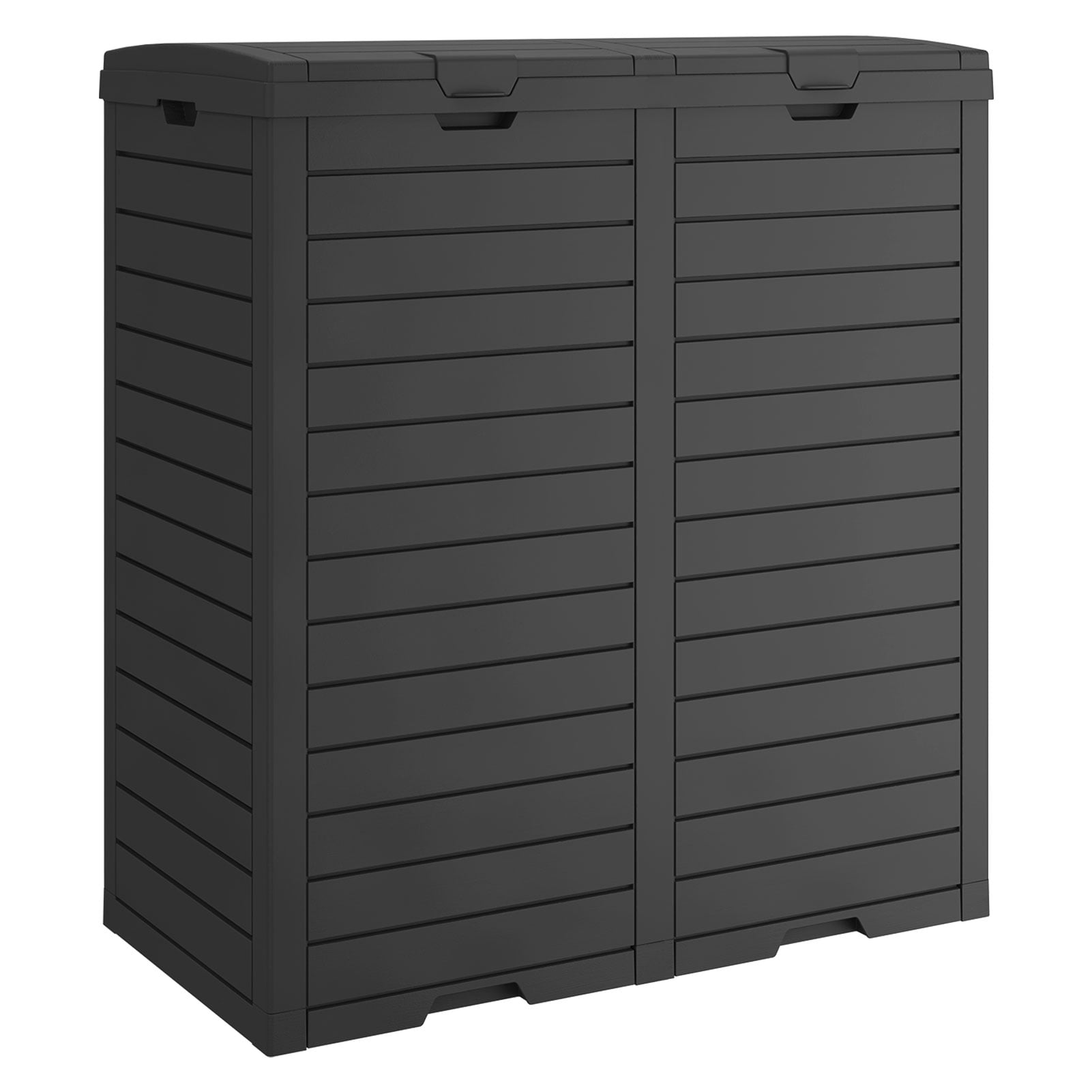 LHBcraft 62 Gallon Outdoor Trash Can, Waterproof Garbage Can with Tiered Lid and Drip Tray, Resin Outside Trash Bin for Patio, Backyard, Deck