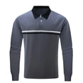 thumbnail image 3 of Blusa y camisa de manga larga con cuello vuelto para hombre, holgada, con solapa y botones, deportiva, de manga larga y solapa., 3 of 4
