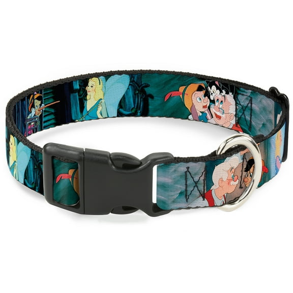 Disney Pet Collar, Dog Collar Plastic Buckle, Pinocchio Jiminy Cricket Workshop Tools, 7 to 8.5 Inches 0.5 Inch Wide