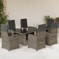 thumbnail image 1 of vidaXL 7 Piece Garden Dining Set with Cushions Grey Poly Rattan, 1 of 5