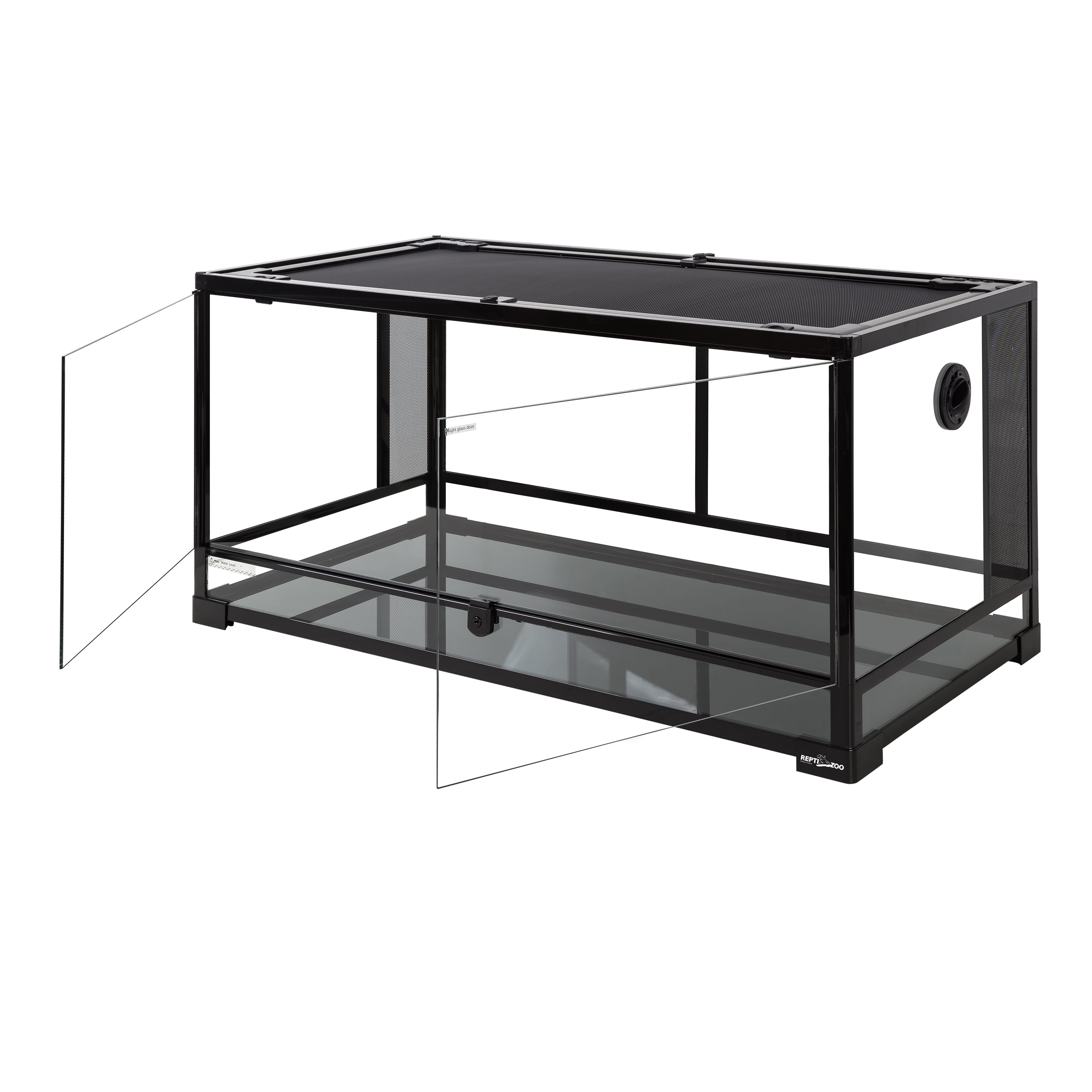 REPTI-ZOO Reptile Glass Terrarium, Double Hinge Door with Screen Ventilation Reptile 36" x 18" x 18", Black