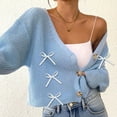 thumbnail image 5 of Womens Heart Cardigan Sweater V Neck Button Front Cardigans Trendy Long Sleeve Lightweight Knit Fall Tops Sky Blue, M, 5 of 7