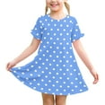thumbnail image 6 of Summer Dresses for Girls 3-12 Years Toddlers Kids Cute Polka Dot Printed Short Sleeve Crewneck Loose Pullover Hiking Midi Dress, 6 of 8