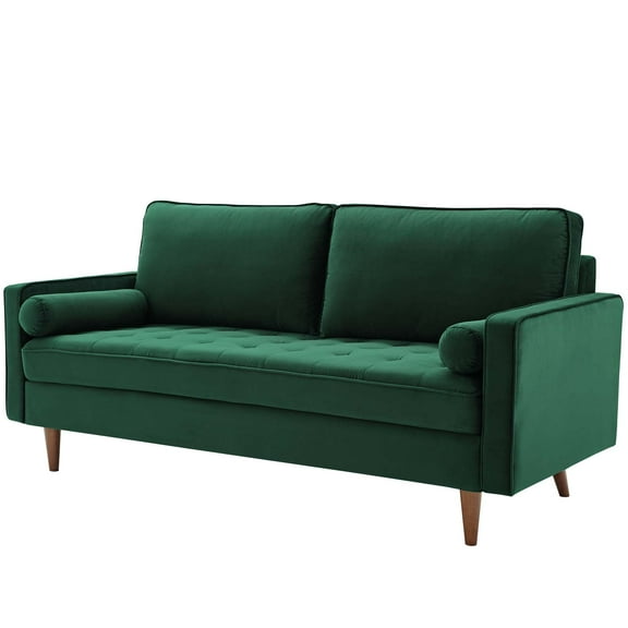 Contemporary Modern Urban Designer Living Room Lounge Club Lobby Sofa, Velvet Fabric, Green