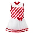 thumbnail image 5 of Aislor Girls Mock Neck Tutu Dress Ballet Dance Leotard Ballerina Striped Christmas Costume Size 6-16 A Red 16, 5 of 7
