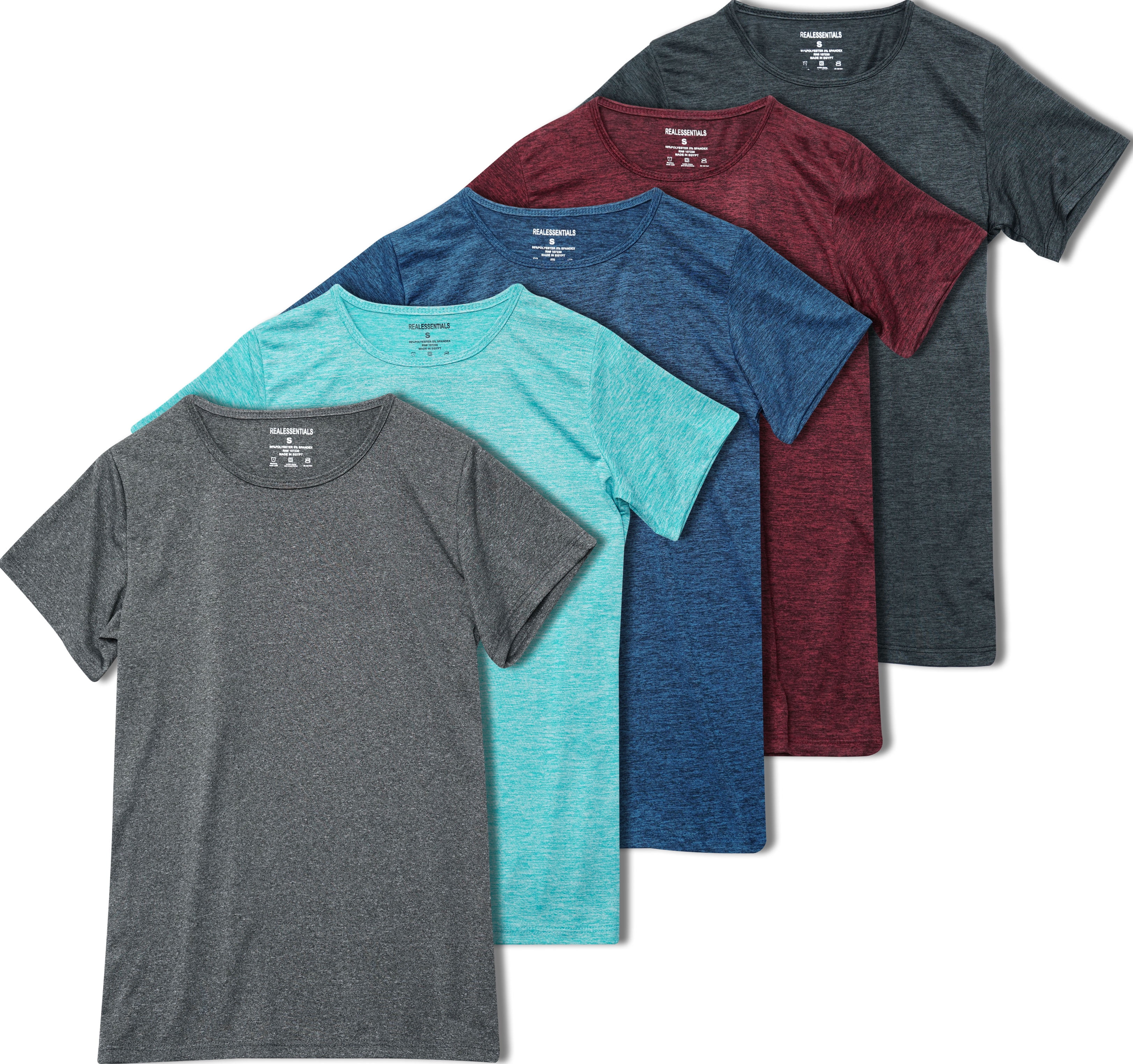 Real Essentials - 5-Pack Women's Short-Sleeve Crew Neck T-Shirt Dry-Fit ...