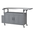 thumbnail image 3 of YIYADO Foldable Outdoor Kitchen Island, Mobile Patio Kitchen Cart with Stainless Steel Top, Lockable Wheels, Storage Cabinet & 2-Tier Spice Towel Rack, Grey, 3 of 6