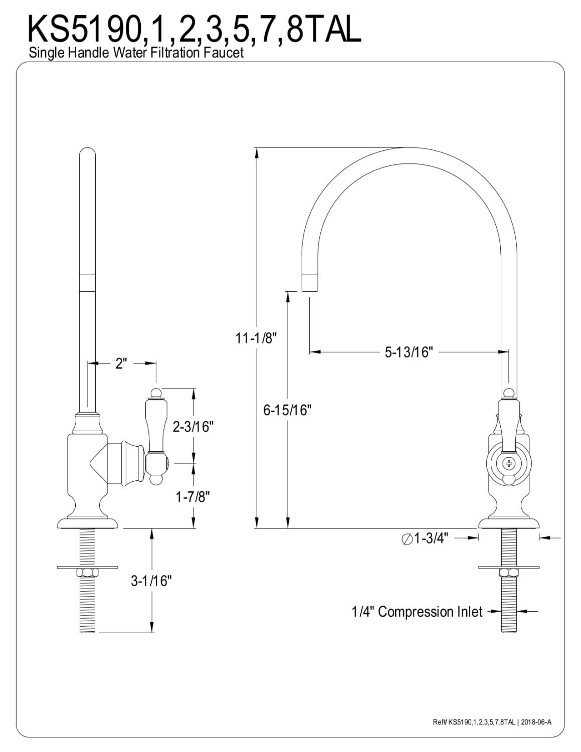Kingston Brass KS5192TAL Tudor Single-Handle Water Filtration Faucet, Polished Brass