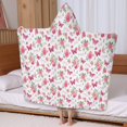 thumbnail image 5 of White Pink Butterfly Flower Pattern Hooded Bath Towel，60"x35" for Ages 3 To 12 Kids, Quick Dry Lightweight Soft Microfiber Hood Beach Towel Cover Up for Kids, 5 of 7