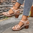 thumbnail image 6 of IWRICH Low Chunky Heels for Women ​dressy Wedge Platform Sandals ​summer Casual Footwear ​with Adjustable Straps Khaki 7.5, 6 of 9