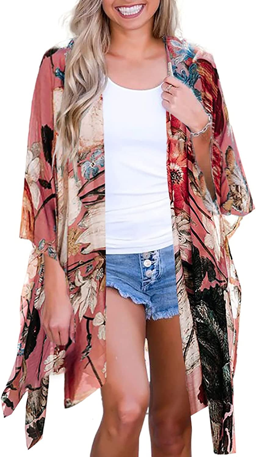 Women's Summer Loose Kimono Maxi Dress Wrap V Neck Bahrain