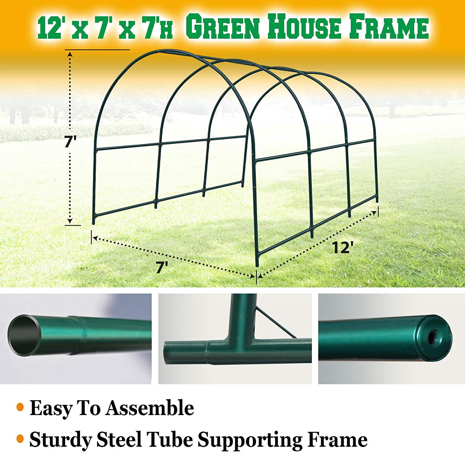 SUNNY Large Greenhouse Walk in Outdoor Plant Gardening Hot Greenhouse Frame Only (12'x7'x7')