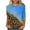 Blue, variant on Aoochasliy Womens Blouses Short Sleeve 2023 Printed T-shirt Mid-length 3/4 Sleeves Round Neck Casual Shirts