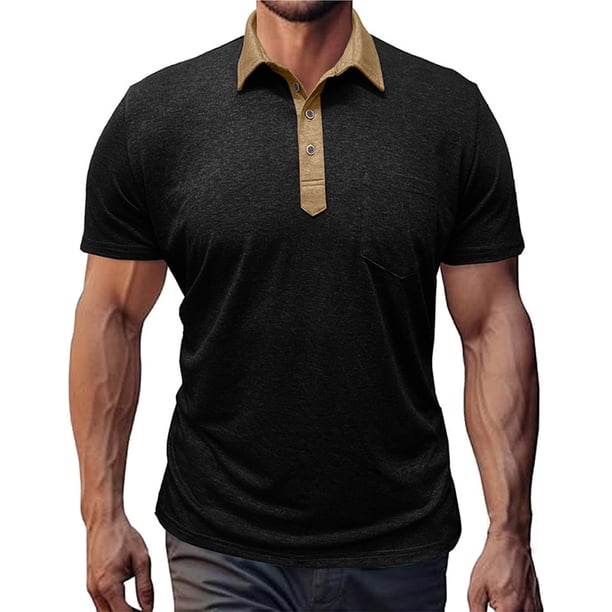 pstuiky camisetas de hombre, Camiseta informal de color liso con botones y bolsillos para hombre ropa de hombre s