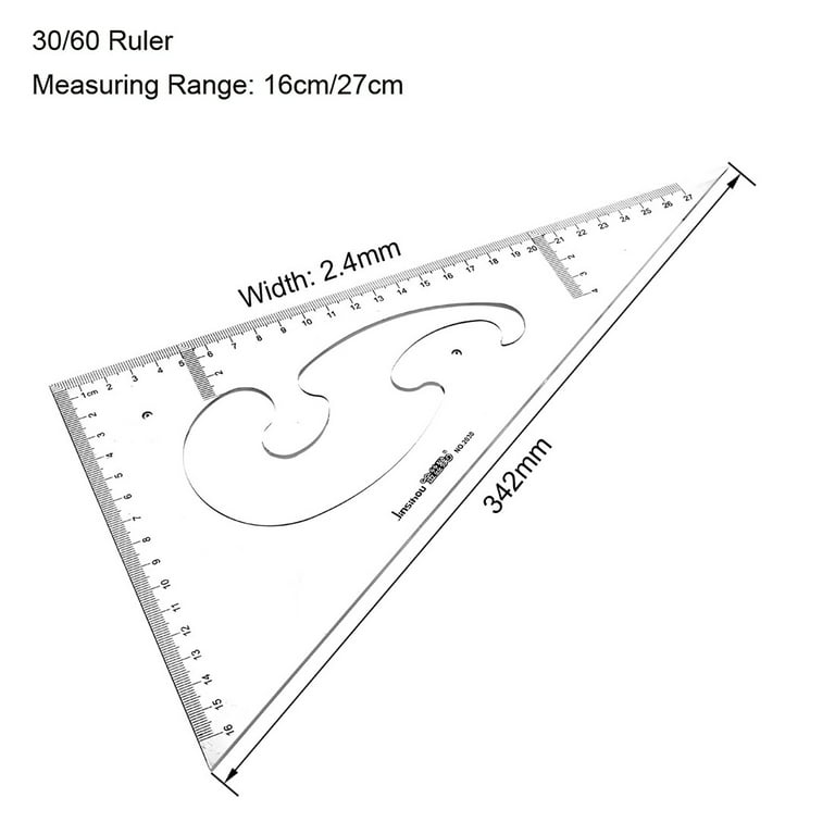 2piece Triangle Ruler Square Set 13cm, 12cm 30/60 and 45/90 Degrees Rulers