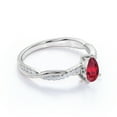 thumbnail image 3 of JeenMata Vintage 0.75 ct Pear Shaped Blood Lab Created Ruby & Moissanite Wedding Ring for Women in 18K White Gold over Silver, 3 of 7