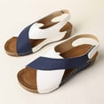 thumbnail image 4 of Viluyesy Womens Wedge Sandals, Color Block Soft Sole Ankle Strap Summer Casual Hiking Shoes Blue, 4 of 8