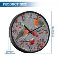 thumbnail image 3 of Voice Activated Clock with Glow Light 12 Inch Large Silent Wall Clock Battery Operated for Home Decor Red Berries and Robin Birds, 3 of 8